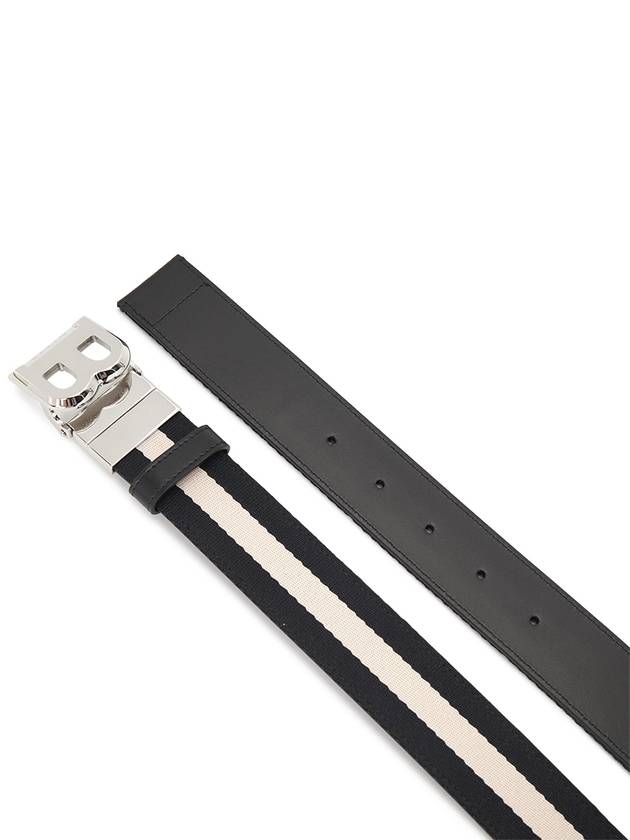 Unisex B Buckle Reversible Belt Black White - BALLY - BALAAN 5