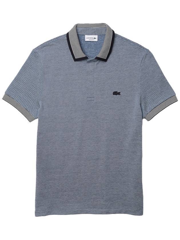 Regular Fit Striped Cotton Polo Shirt Blue - LACOSTE - BALAAN 1