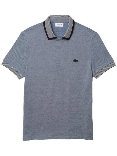 Regular Fit Striped Cotton Polo Shirt Blue - LACOSTE - BALAAN 1