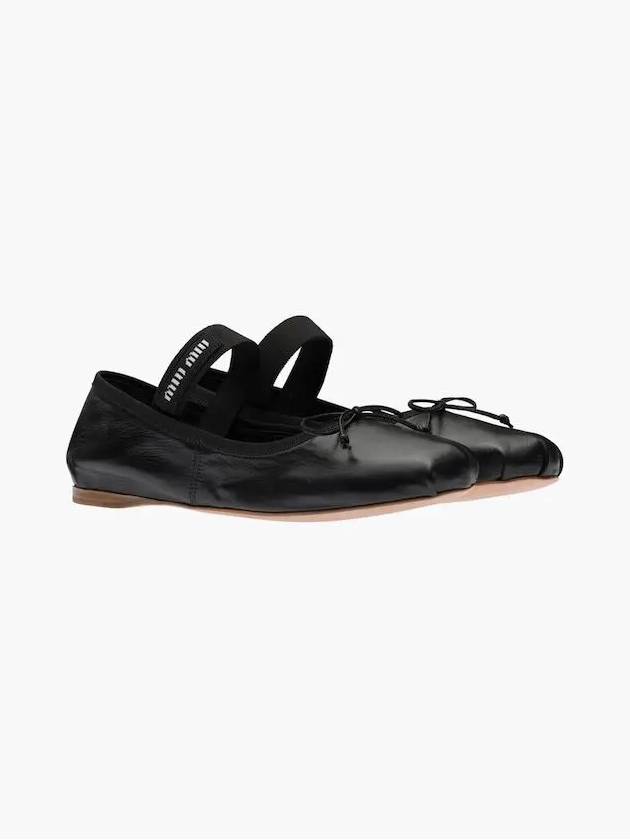 Women's Logo Leather Ballerinas Black - MIU MIU - BALAAN 3