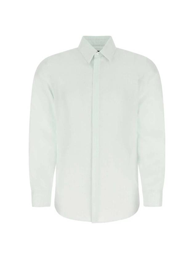 Men's Micro FF Karligraphy Silk Long Sleeve Shirt White - FENDI - BALAAN 1