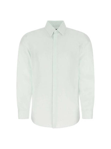 Men's Micro FF Karligraphy Silk Long Sleeve Shirt White - FENDI - BALAAN 1