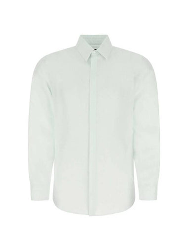 Men's Micro FF Karligraphy Silk Long Sleeve Shirt White - FENDI - BALAAN 1