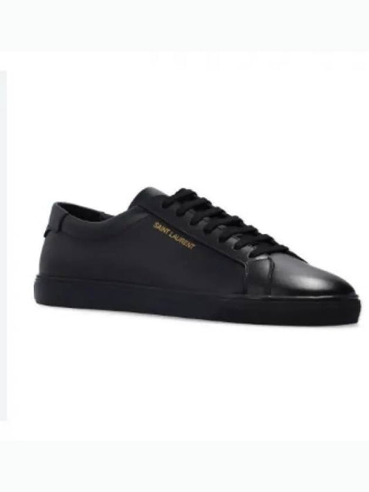 Andy Embossed Logo Leather Low Top Sneakers Black - SAINT LAURENT - BALAAN 2