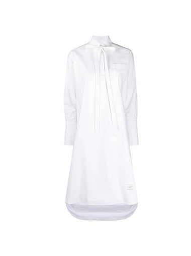 Women's Bow Tie Blouson Shirt Midi Dress White - THOM BROWNE - BALAAN 1