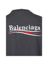 Embroidered Logo Cotton Long Sleeve T-Shirt Grey - BALENCIAGA - BALAAN 6