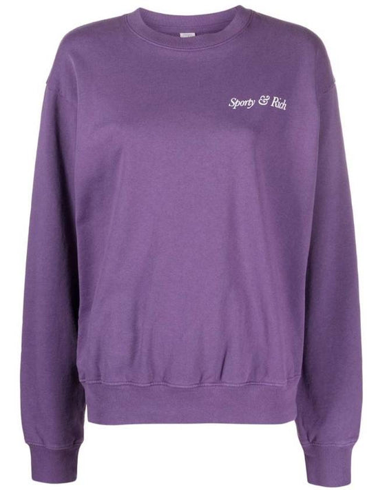 Logo Print Cotton Sweatshirt Purple - SPORTY & RICH - BALAAN 1