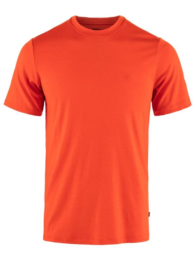 Men's Abisko Wool Short Sleeves T Shirt Flame Orange - FJALL RAVEN - BALAAN 1