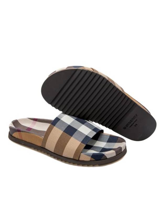 Men's Check Pattern Slippers Brown - BURBERRY - BALAAN 4