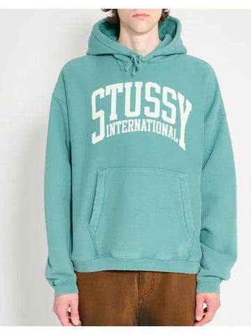 Arch logo printing washed cotton hooded sweatshirt green 118550 0872 - STUSSY - BALAAN 1