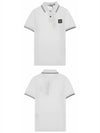 Men's Logo Patch Short Sleeve PK Shirt White - STONE ISLAND - BALAAN.