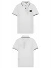 Men's Two Line Wappen Patch Cotton Short Sleeve Polo Shirt White - STONE ISLAND - BALAAN 6