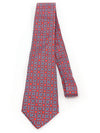 929 HA 100 Silk Red Blue Pattern Tie - HERMES - BALAAN 4