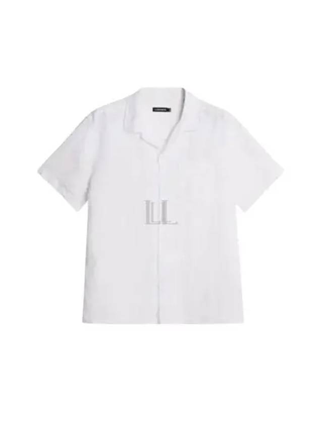 Elio Linen Melange Short Sleeve Shirt White - J.LINDEBERG - BALAAN 2