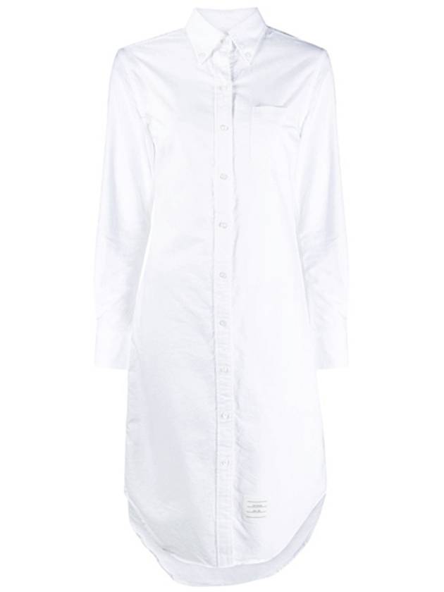 Oxford three-stripe tab shirt dress white - THOM BROWNE - BALAAN.