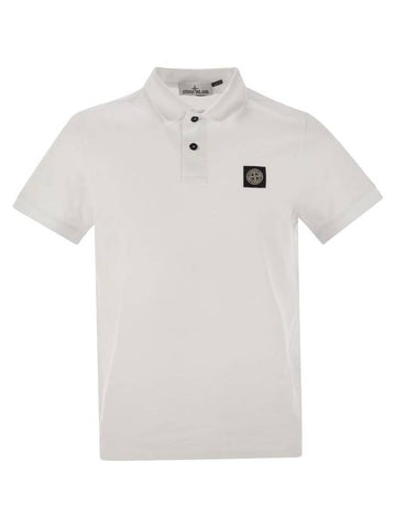 Organic Cotton Elastane Pique Polo White - STONE ISLAND - BALAAN 1