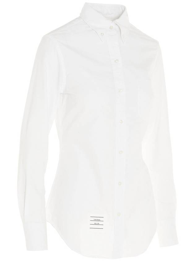 Women's Hidden Three Stripes Oxford Classic Shirt White - THOM BROWNE - BALAAN 5