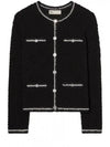 Kendra Logo Lace Cardigan Black - TORY BURCH - BALAAN 2