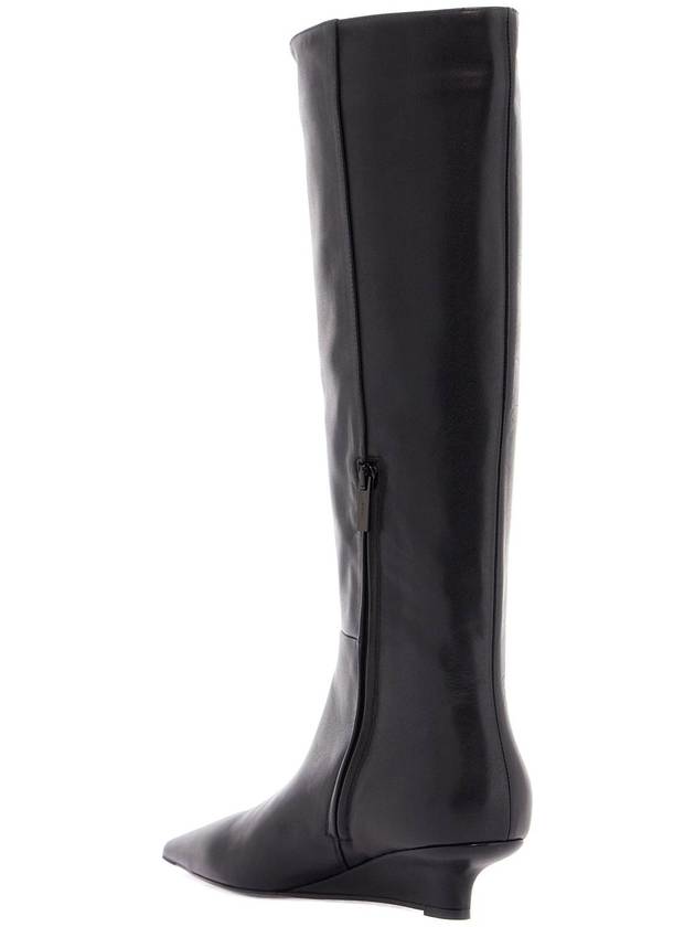 black leather knee-high boots with low heel and pointed toe - TOTEME - BALAAN 3