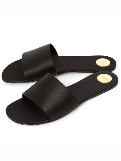 Carlyle Satin Flat Slippers Black - SAINT LAURENT - BALAAN 2