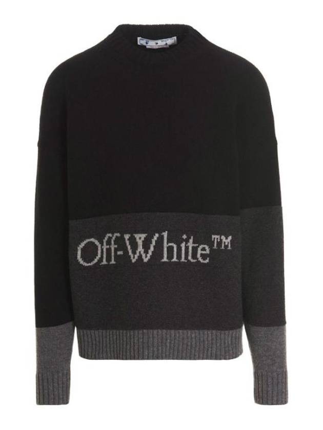 Intarsia Logo Wool Knit Top Black - OFF WHITE - BALAAN 2