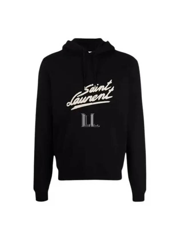 Signature Logo Hoodie Black - SAINT LAURENT - BALAAN 2