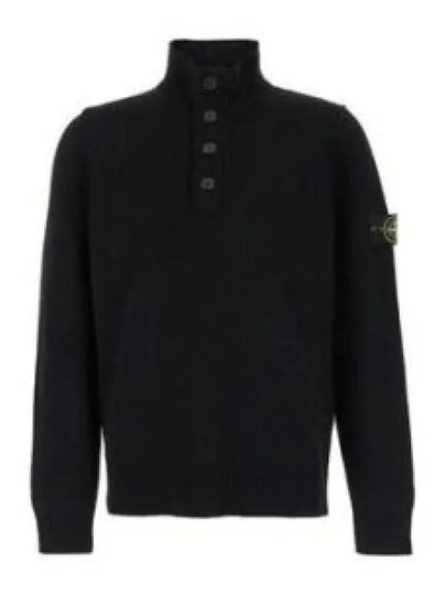 Wappen Patch Half Button Lambswool Knit Top Black - STONE ISLAND - BALAAN 2