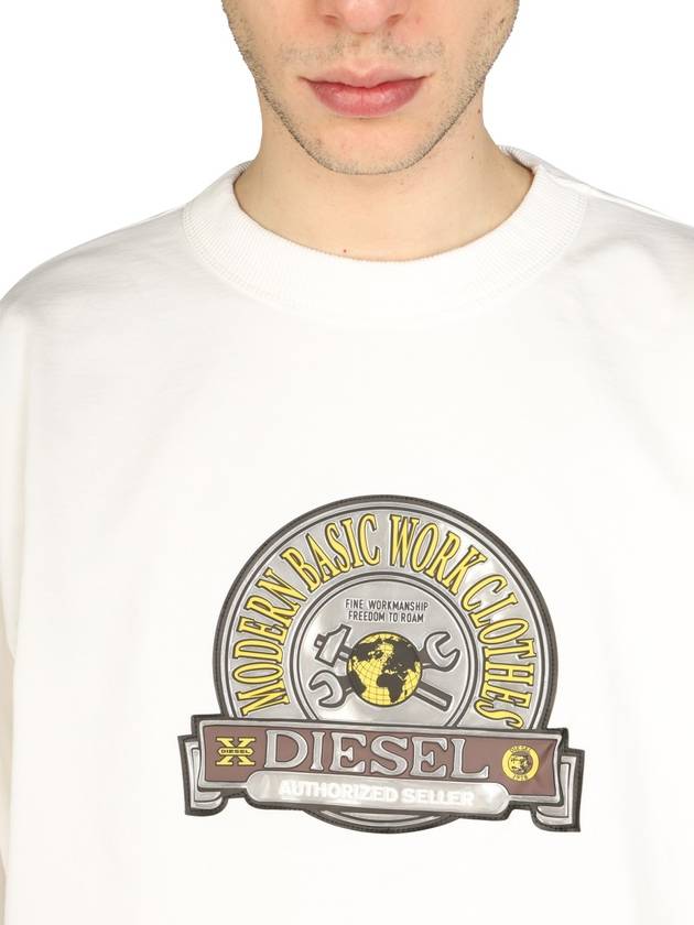 Logo Patch Sweatshirt White - DIESEL - BALAAN 4