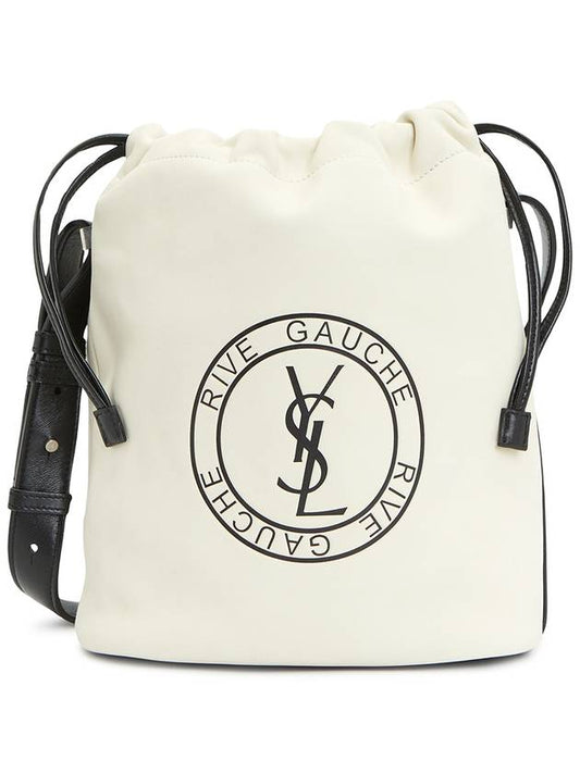 Rive Gauche Laced Leather Bucket Bag Cream - SAINT LAURENT - BALAAN 2