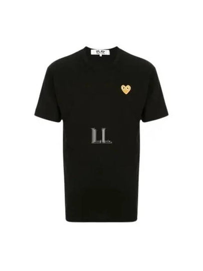 Gold Heart Wappen Short Sleeve T-Shirt Black - COMME DES GARCONS - BALAAN 2