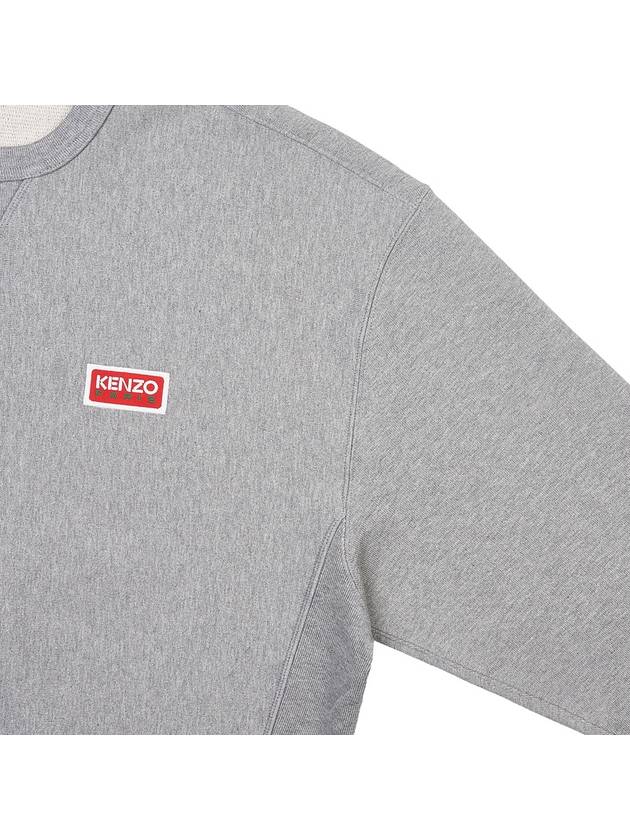 Paris Logo Crew Neck Cotton Sweatshirt Pearl Grey - KENZO - BALAAN 6