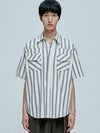 RTR Striped Western Short Sleeve Shirt Ivory - KND - BALAAN 7