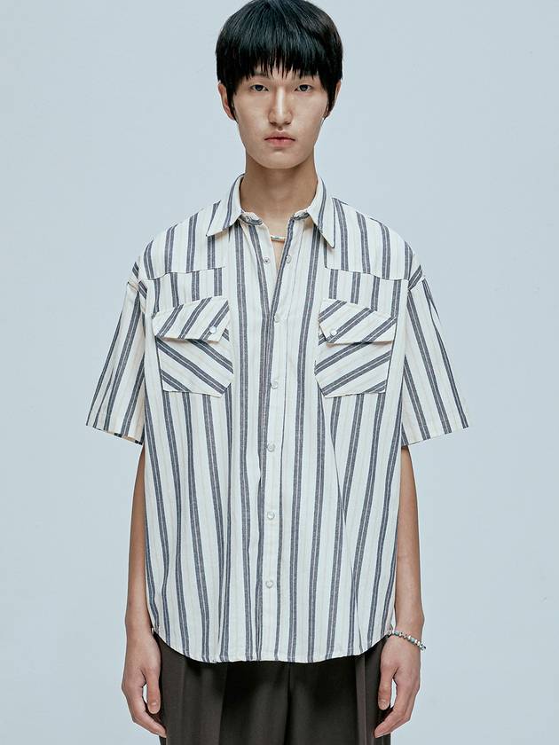 RTR Striped Western Short Sleeve Shirt Ivory - KND - BALAAN 7