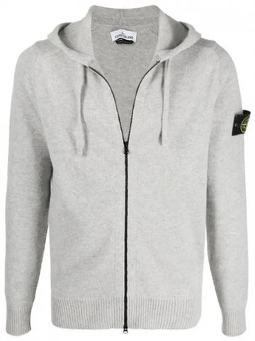 Wappen Patch Knit Zip Hoodie Grey - STONE ISLAND - BALAAN 1