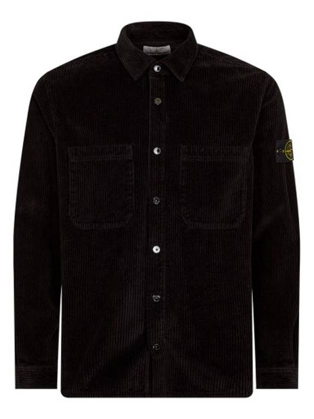 Cotton Corduroy 400 TC Over Long Sleeve Shirt  Black - STONE ISLAND - BALAAN 2