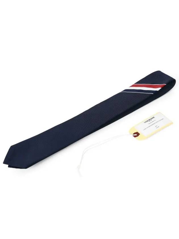 Men's Grosgrain Stripe Tie Dark Navy - THOM BROWNE - BALAAN 5