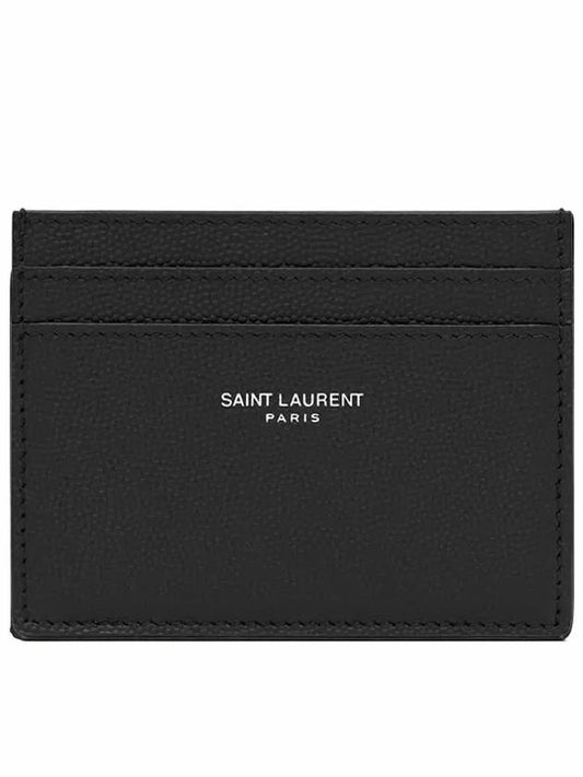 Embossed Leather Card Wallet Black - SAINT LAURENT - BALAAN 2