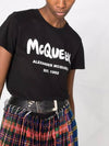 Women's Graffiti Logo Short Sleeve T-Shirt Black - ALEXANDER MCQUEEN - BALAAN 5