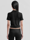 Bustier Pique Crop Shirt Black - FAN YOUNG - BALAAN 4