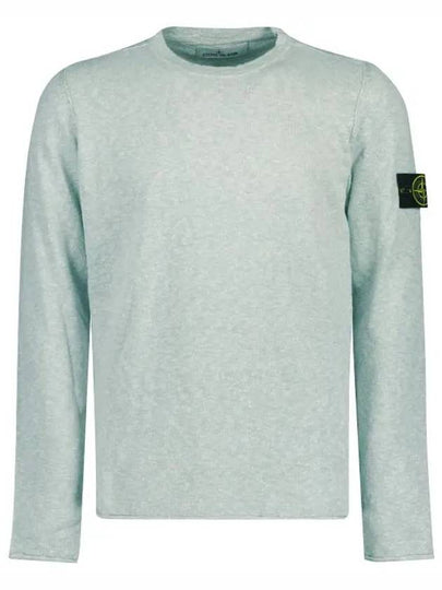 Logo Patch Crew Neck Cotton Nylon Knit Top Sky Blue - STONE ISLAND - BALAAN 2