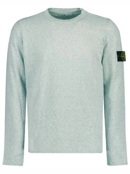 Logo Patch Crew Neck Cotton Nylon Knit Top Sky Blue - STONE ISLAND - BALAAN 2