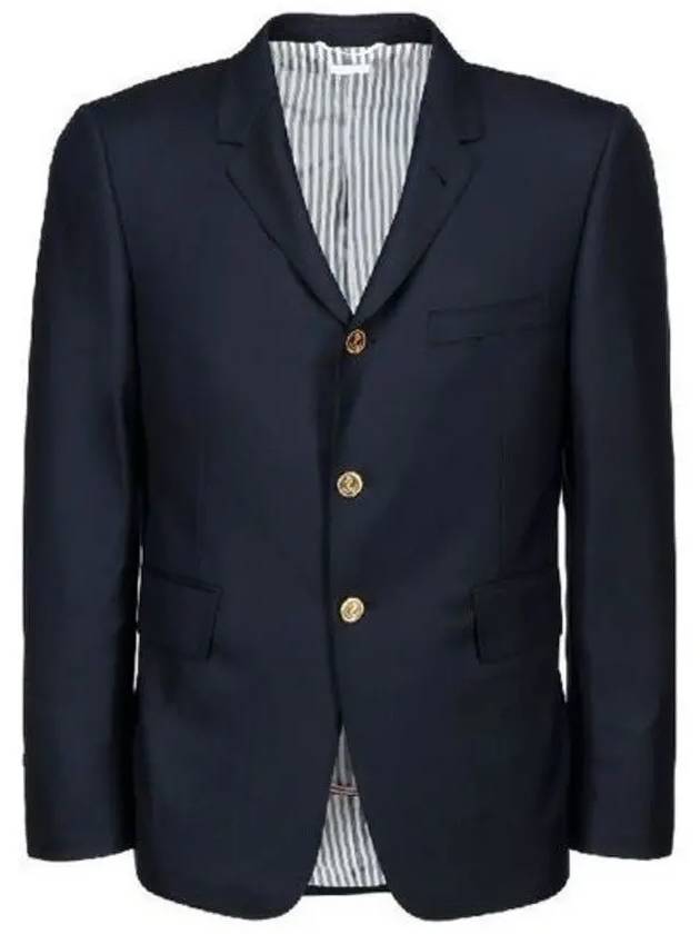 Super 120S Wool Twill Single Breasted Classic Jacket Navy - THOM BROWNE - BALAAN 2