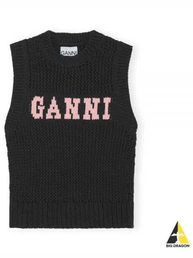 Cotton Rope Vest Black - GANNI - BALAAN 2