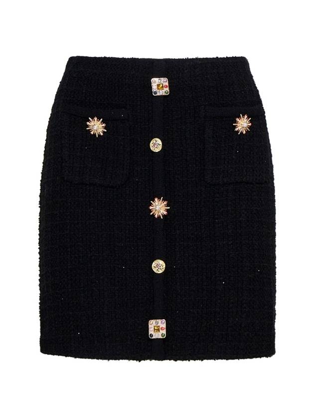 Women's Jewel Button Knit H-Line Skirt Black - SELF PORTRAIT - BALAAN 2