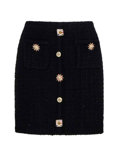 Women's Jewel Button Knit H-Line Skirt Black - SELF PORTRAIT - BALAAN 2