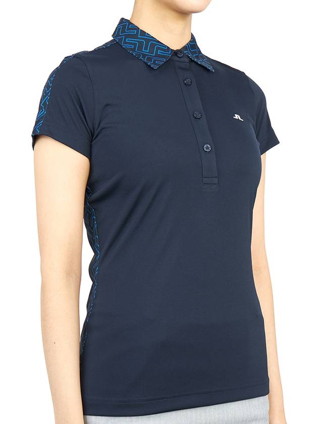 Women's Collar CARA Polo Short Sleeve T-Shirt Navy - J.LINDEBERG - BALAAN 4