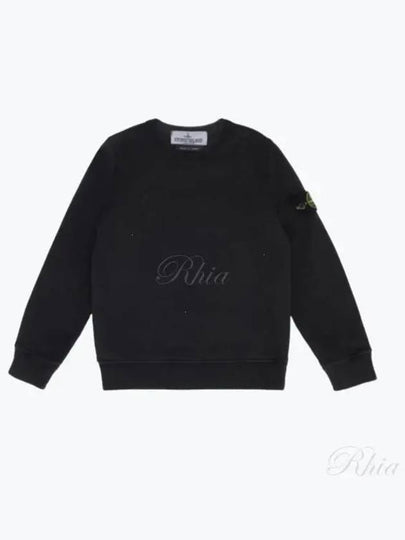 Kids Organic Cotton Fleece Sweatshirt Black - STONE ISLAND - BALAAN 2