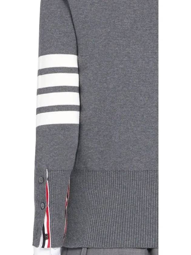 Cotton 4-Bar Milano Classic V-Neck Cardigan Medium Grey - THOM BROWNE - BALAAN 5