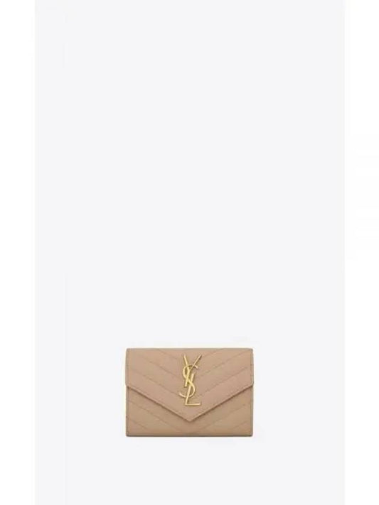 Monogram Envelope Small Half Wallet Dark Beige - SAINT LAURENT - BALAAN 2