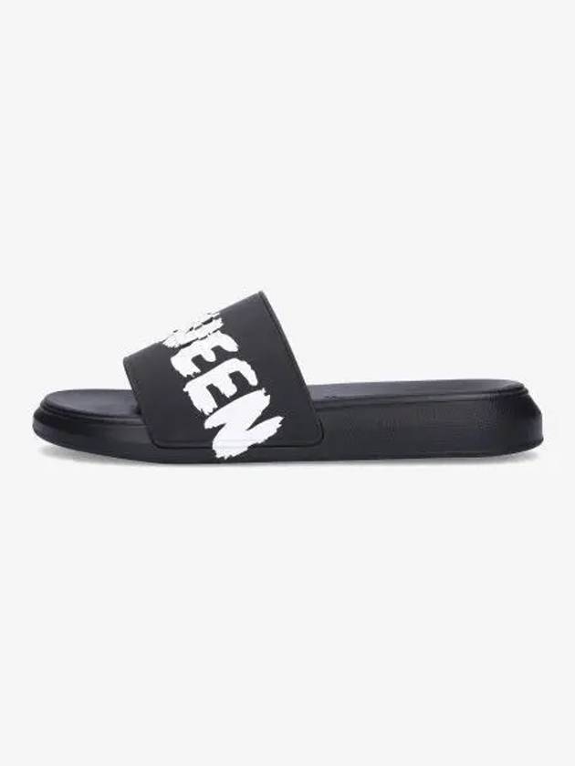 Men's Graffiti Rubber Pool Slippers Black - ALEXANDER MCQUEEN - BALAAN 2